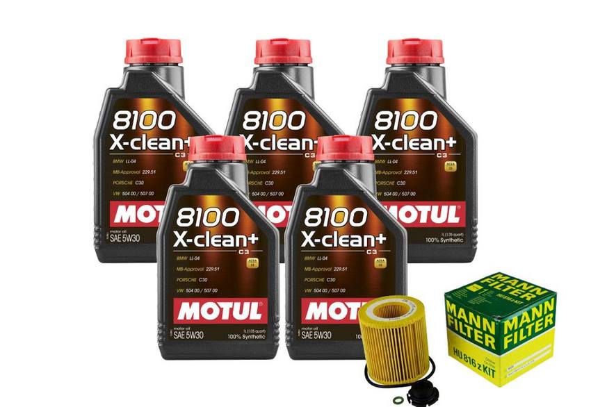 BMW Engine Oil Change Kit - Motul 11427953125 (5W30) (X-CLEAN + 8100)